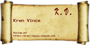 Kren Vince névjegykártya